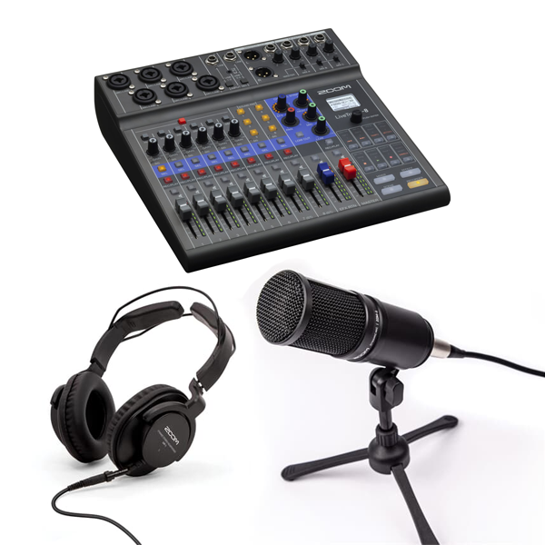 Kit Podcast scuola Zoom L-8 + 4 microfoni e 4 cuffie
