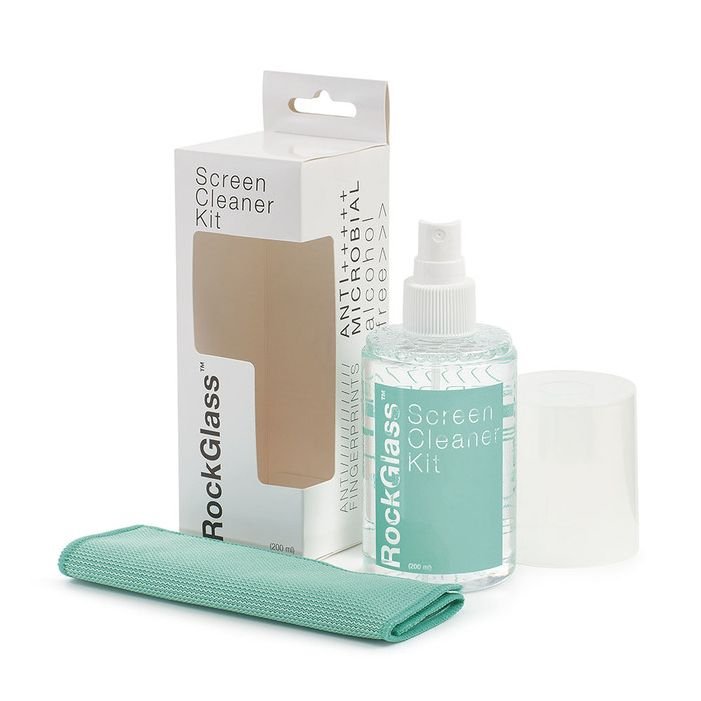 RockGlass - Kit di pulizia flacone da 200 ml e panno in microfibra 15 x 15 cm