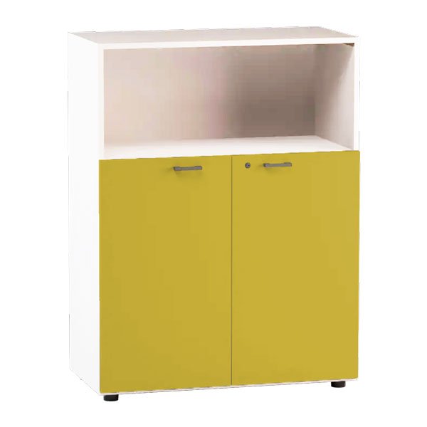 Libreria media sopra a giorno con ante